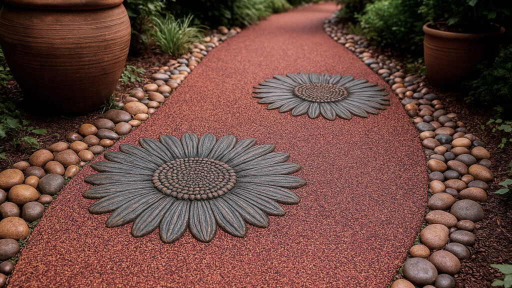 piso de borracha monolítico é ideal para jardins que necessitam de um caminho bem demarcado e em qualquer formato